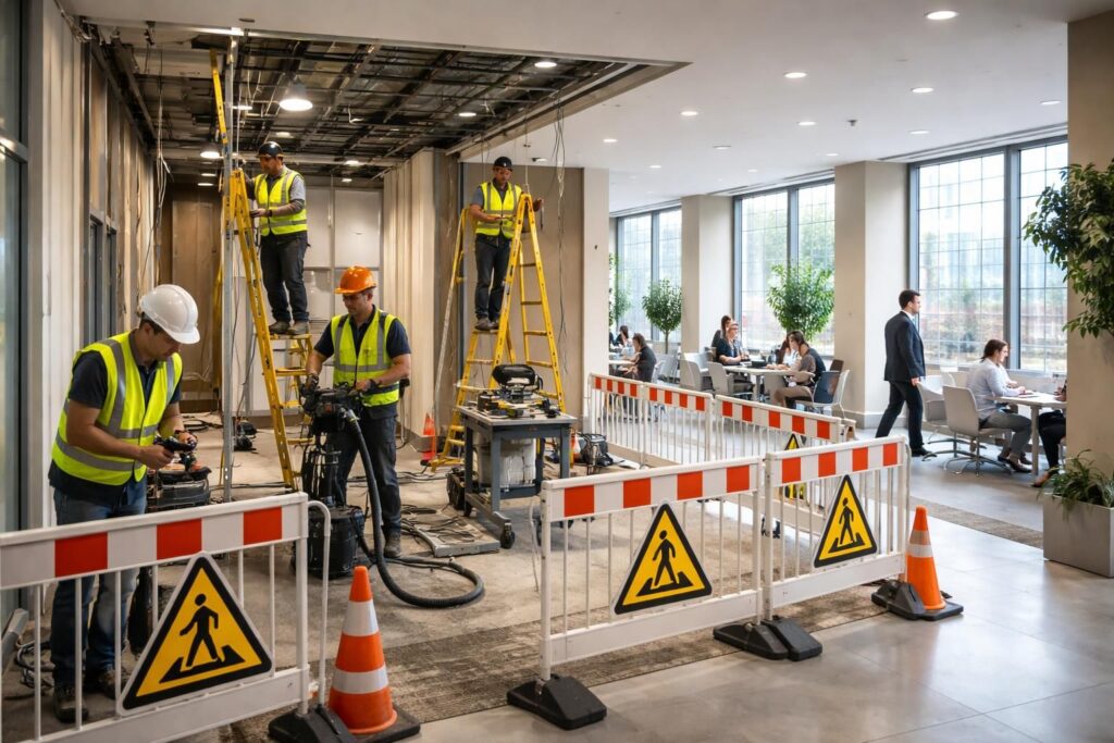 découvrez comment gérer efficacement des travaux sur un site occupé en minimisant les disruptions, en assurant la sécurité et en coordonnant les équipes pour un chantier réussi.