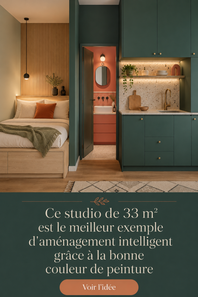 Un studio de 33 m² aménagé avec goût en utilisant des couleurs claires
