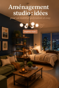 Un studio bien aménagé avec un mobilier cosy et fonctionnel