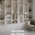 Un wandkast bien aménagé avec des objets décoratifs et des livres, alliant esthétique et fonctionnalité.