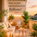 Un balcon minimaliste bien aménagé avec des plantes vertes et des meubles en bois