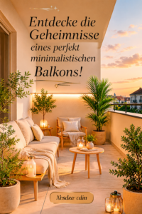 Un balcon minimaliste bien aménagé avec des plantes vertes et des meubles en bois