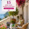 Balcon méditerranéen avec des plantes luxuriantes et un mobilier confortable