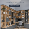 Vue d'une bibliothèque sur mesure élégante et accueillante dans un salon