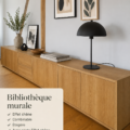 Bibliothèque murale effet chêne moderne dans un salon accueillant