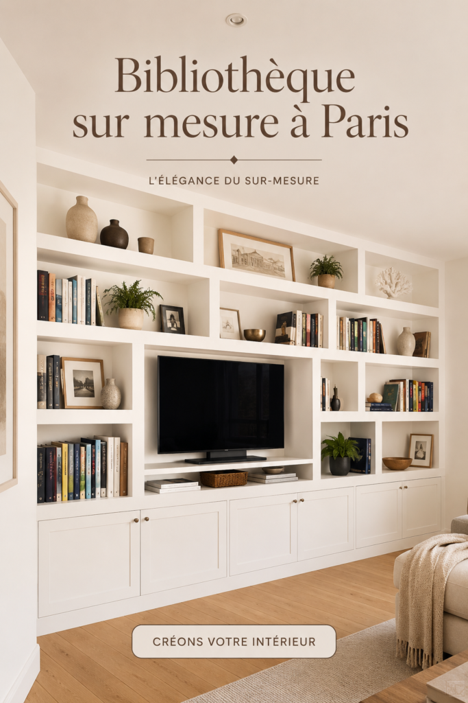 Une élégante bibliothèque sur mesure dans un intérieur parisien.