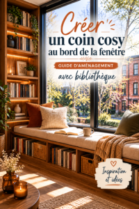 Un coin lecture cosy avec une banquette confortable près d'une fenêtre.