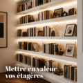 Étagère décorée avec des livres et des objets de décoration