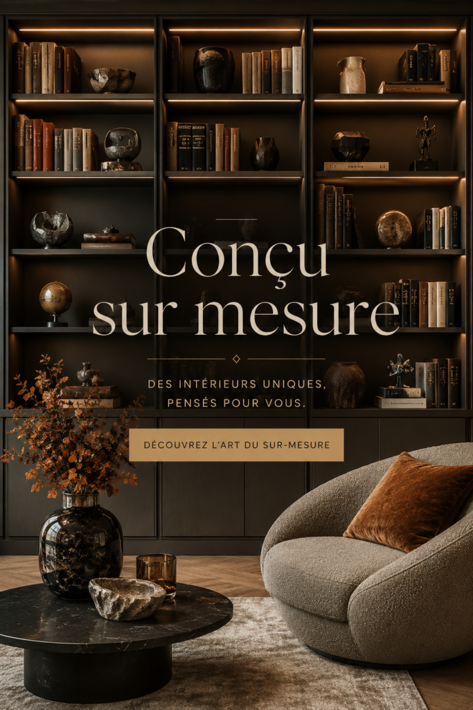 Exemple d'étagères sur mesure en bois dans un intérieur moderne