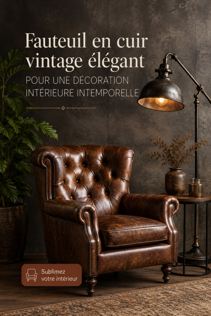Un fauteuil en cuir vintage élégant dans un intérieur chaleureux