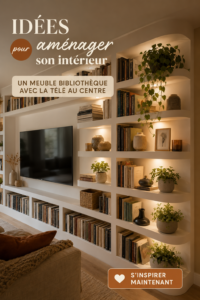 Aménagement chaleureux d'un salon moderne avec un espace TV.