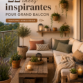 Un grand balcon avec des plantes vertes et un mobilier confortable, parfait pour la détente