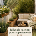 Balcon bien aménagé avec des plantes et des meubles confortables