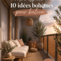 Balcon décoré dans un style boho avec des plantes et des textiles colorés