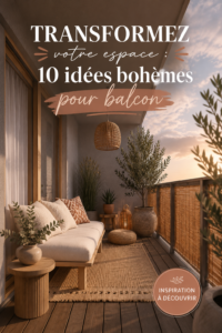 Balcon décoré dans un style boho avec des plantes et des textiles colorés