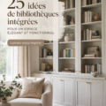 Une belle bibliothèque intégrée en bois élégant qui habille un salon moderne.