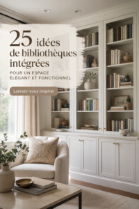 Une belle bibliothèque intégrée en bois élégant qui habille un salon moderne.