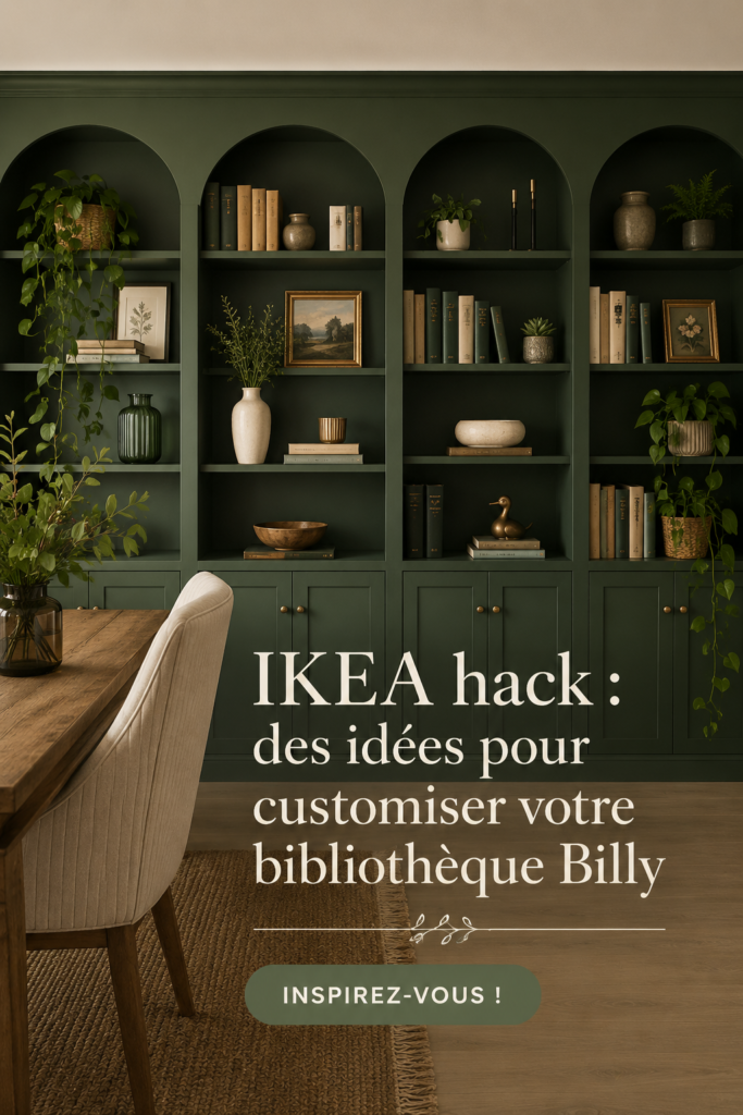 Bibliothèque Billy customisée avec des accessoires décoratifs