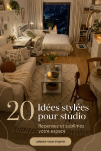 Un studio modernement aménagé avec des couleurs chaleureuses et des meubles pratiques.
