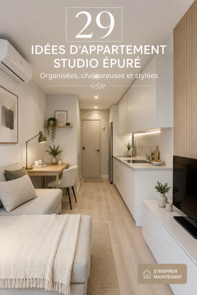 Exemple d'un studio bien agencé avec un décor chaleureux et pratique.