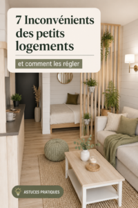 Un petit salon joliment aménagé avec des meubles multifonctionnels.
