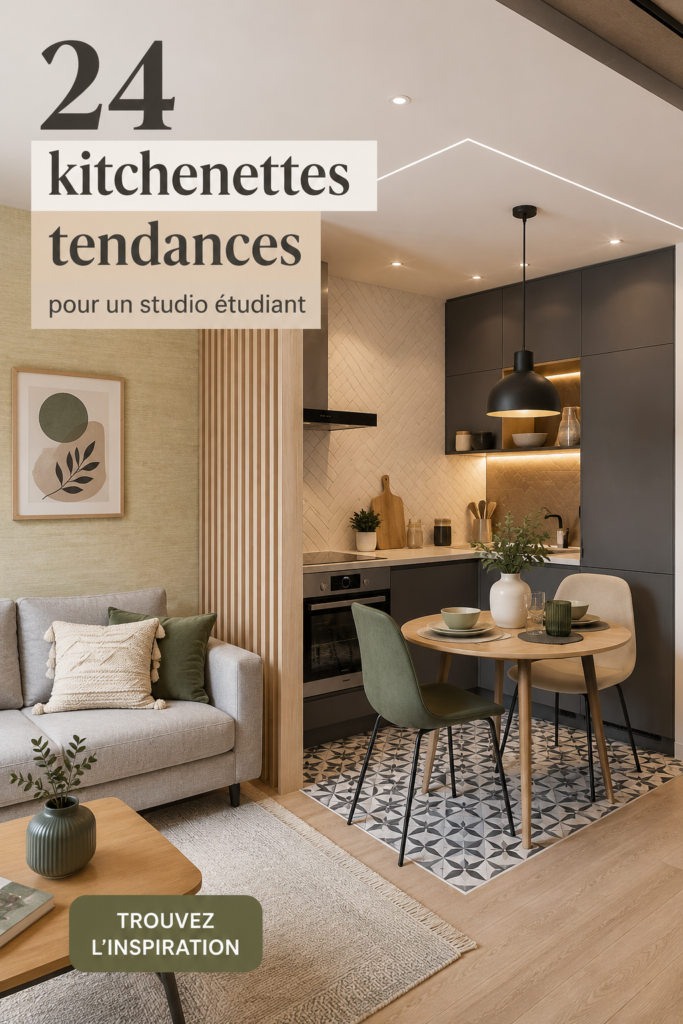Stylish kitchenette design for a student studio.