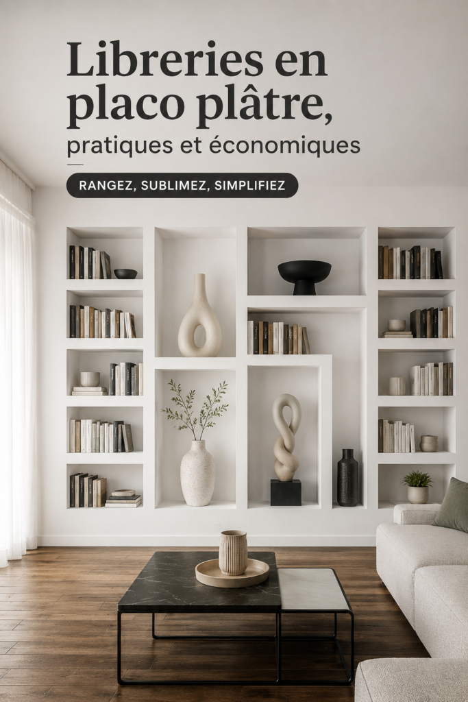 Une belle librerie en cartongesso dans un intérieur chaleureux