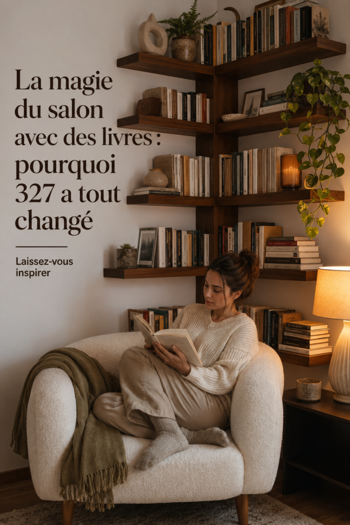 Salon chaleureux avec des livres en décoration