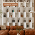 Salon avec une bibliothèque murale chaleureuse et accueillante, décoré avec goût.