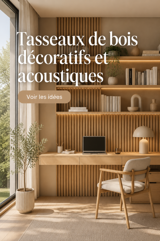 Une pièce décorée avec des tasseaux en bois, apportant chaleur et style.