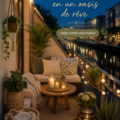 Balcon aménagé avec des plantes et des coussins pour une ambiance relaxante