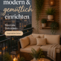 Balcon moderne et cosy avec décoration neutre et plantes