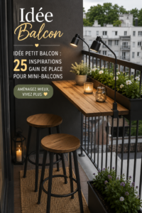 Un petit balcon aménagé avec des plantes et des meubles confortables