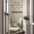 Un petit appartement familial bien aménagé avec des espaces fonctionnels et chaleureux.