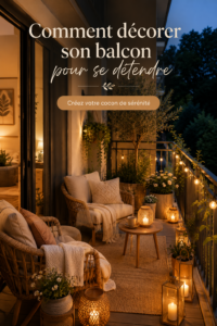Un balcon décoré avec des plantes vertes et un mobilier confortable, idéal pour la détente.