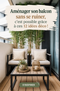 Un balcon joliment aménagé avec des plantes et du mobilier confortable.