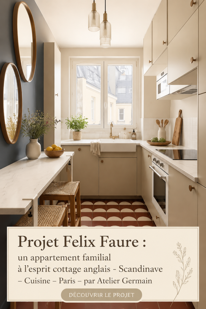 Vue d'un appartement familial à Paris au style cottage anglais