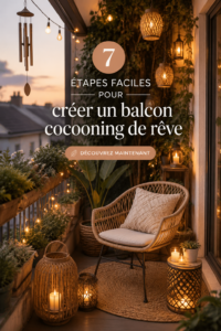 Un balcon cosy avec des plantes et des coussins confortables