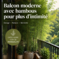 Un balcon moderne décoré avec des plantes en bambou offrant un écran de verdure.