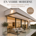 Balcon en verre moderne décoré avec des plantes et du mobilier élégant