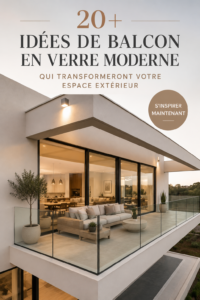 Balcon en verre moderne décoré avec des plantes et du mobilier élégant