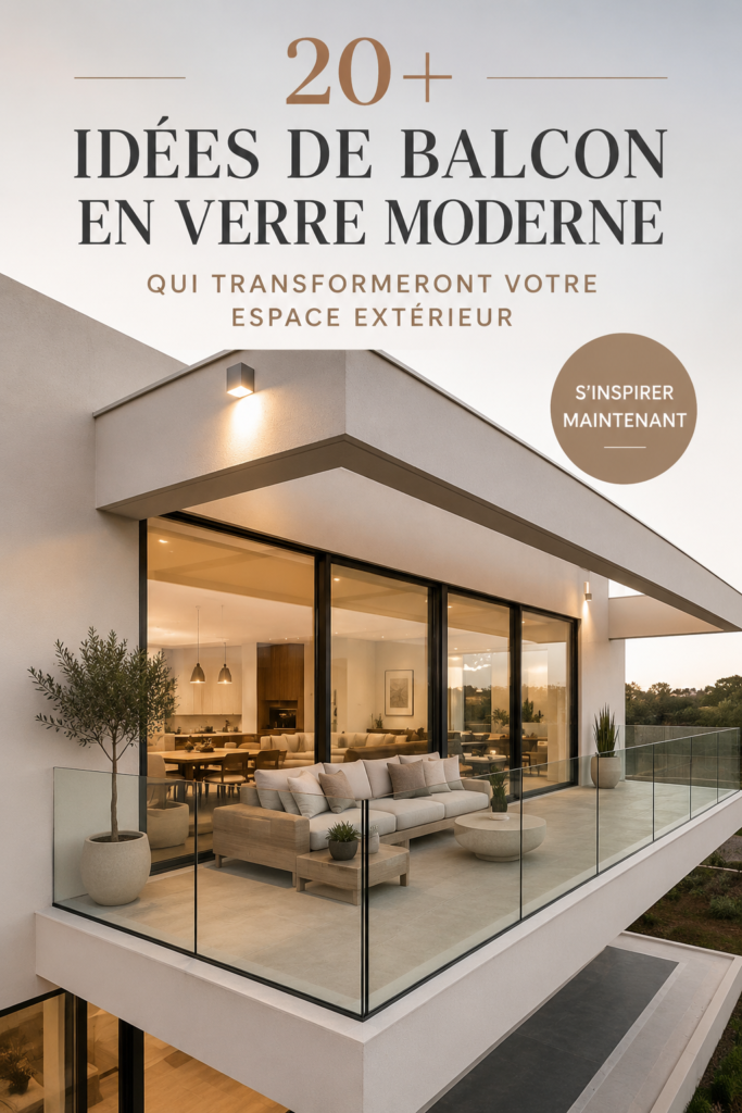Balcon en verre moderne décoré avec des plantes et du mobilier élégant