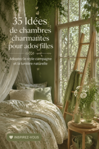 Chambre de fille à la décoration cottagecore, avec lumière naturelle et ambiance cosy.