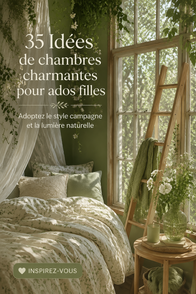 Chambre de fille à la décoration cottagecore, avec lumière naturelle et ambiance cosy.