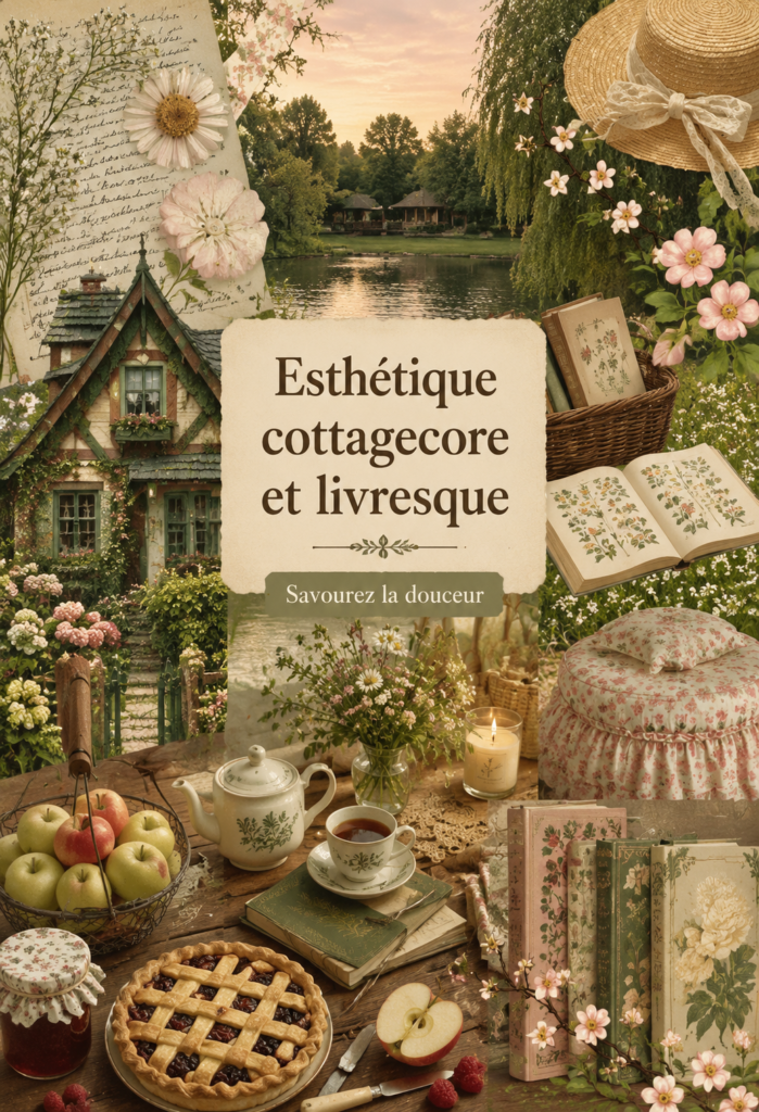 Intérieur de maison inspiré par l'esthétique cottagecore avec des éléments naturels et rustiques.