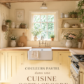 Cuisine cottagecore avec des couleurs pastel douces et chaleureuses