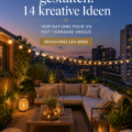 Terrasse aménagée avec des meubles confortables et des plantes décoratives.