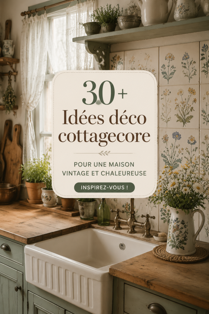 Intérieur cosy avec décor cottagecore, mélange de vintage et nature