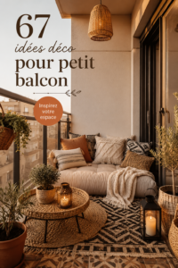 Petit balcon aménagé avec des meubles confortables et des plantes vertes