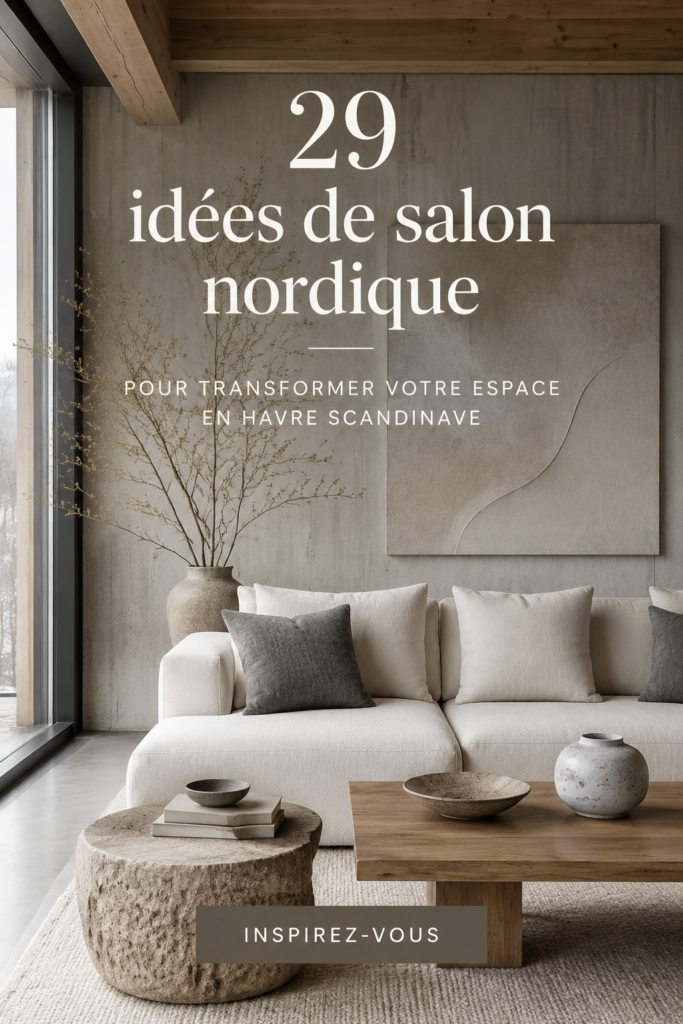 Un salon nordique décoré avec des meubles en bois clair et des accents blancs